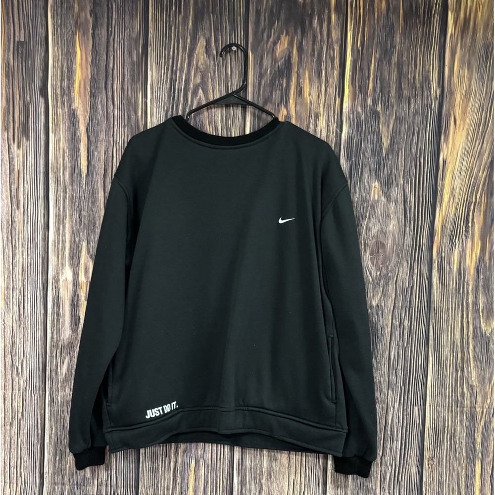Nike Mens Just Do It Crew Sweater Fleece Sweatshirt Black Size Large Comfortable